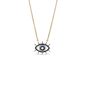 Lucky Open Pave' Cz Blue Evil Eye Necklace in Gold Plated Sterling Silver | Alexandra Marks Jewelry