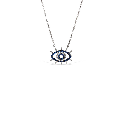 Sterling Silver Lucky Blue Cz Evil Eye Necklace - Alexandra Marks Jewelry