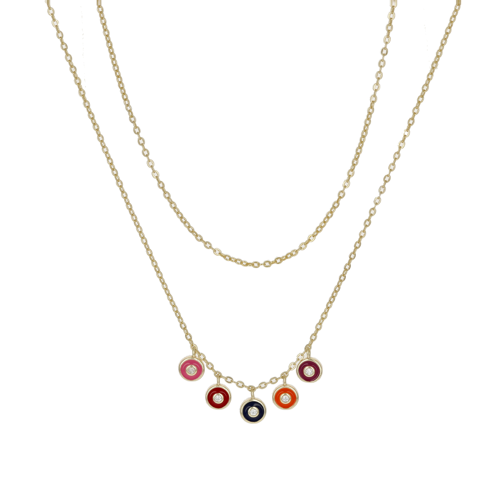 Rainbow Charm Evil Eye Gold Necklace - Alexandra Marks Jewelry