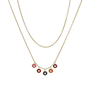 
            
                Load image into Gallery viewer, Rainbow Charm Evil Eye Gold Necklace - Alexandra Marks Jewelry
            
        