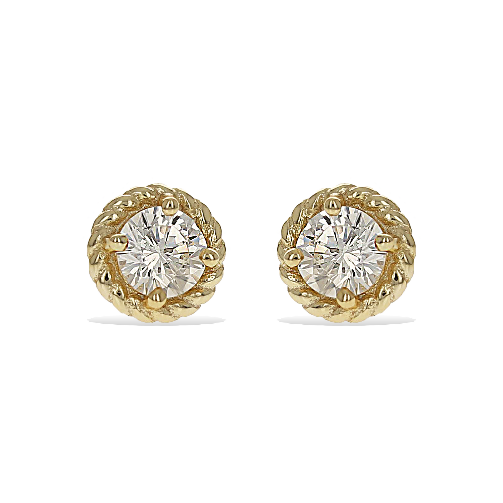 Classic round brilliant cz stud earrings in gold plated sterling silver | Alexandra marks jewelry