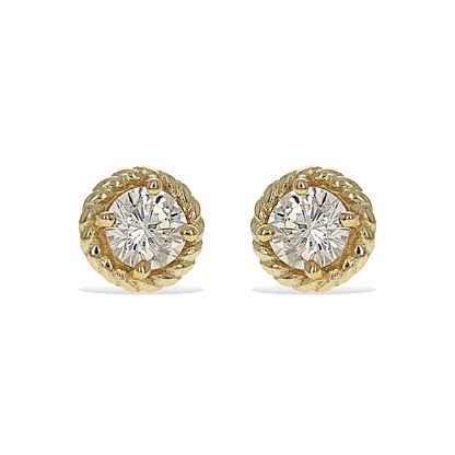 Classic round brilliant cz stud earrings in gold plated sterling silver | Alexandra marks jewelry