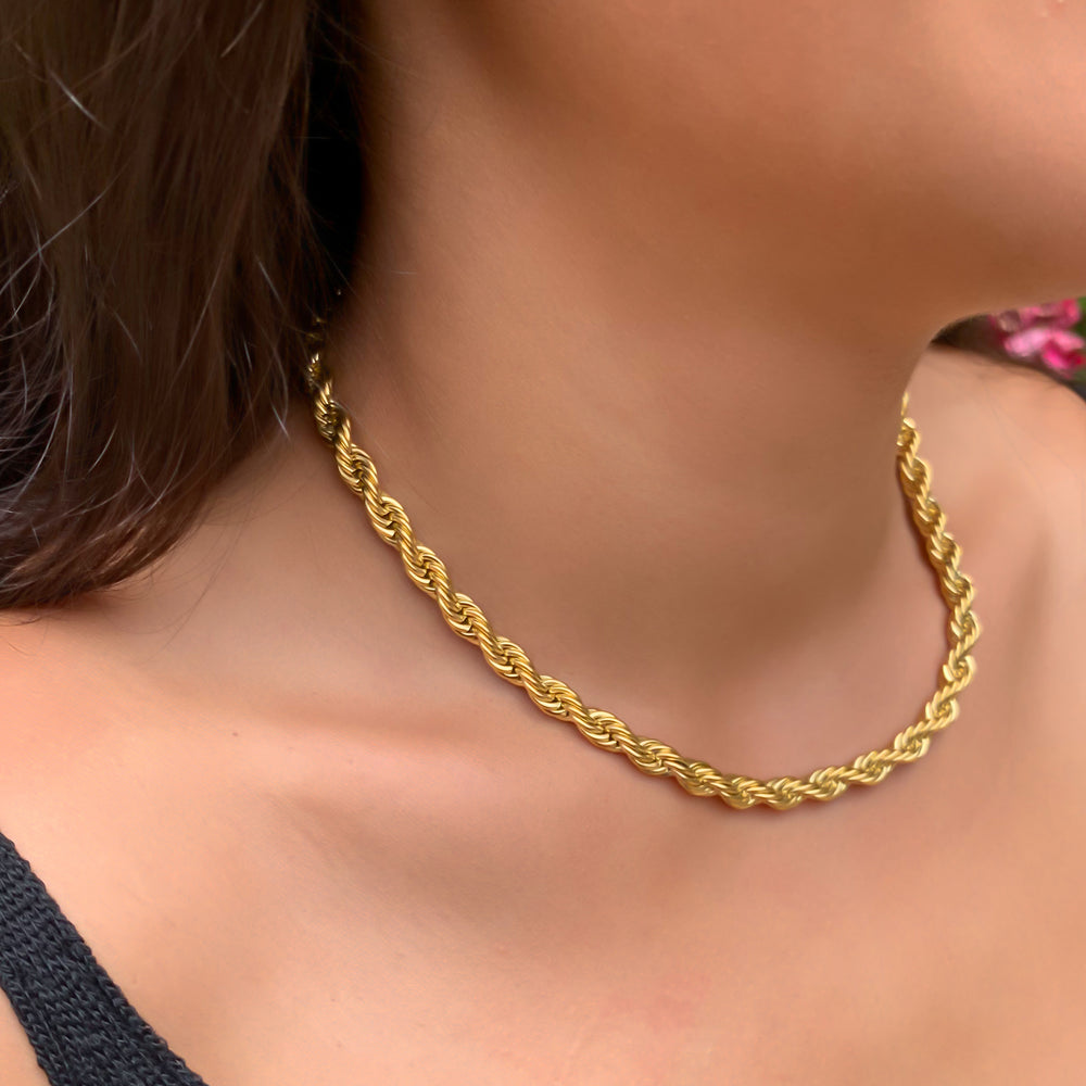 
            
                Load image into Gallery viewer, Simple gold rope chain necklace from alexandra marks jewelry
            
        