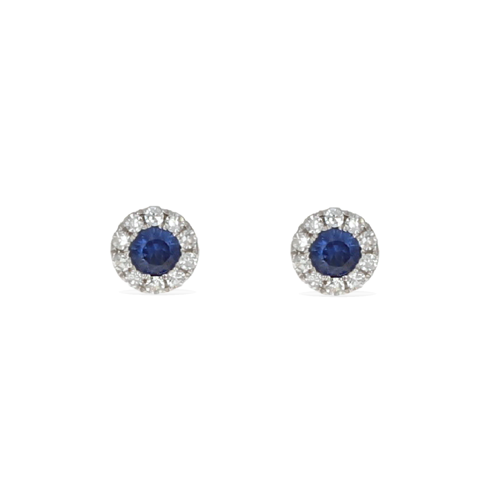 
            
                Load image into Gallery viewer, Sapphire &amp;amp; Diamond Dainty Stud Earrings - Alexandra Marks Jewelry
            
        
