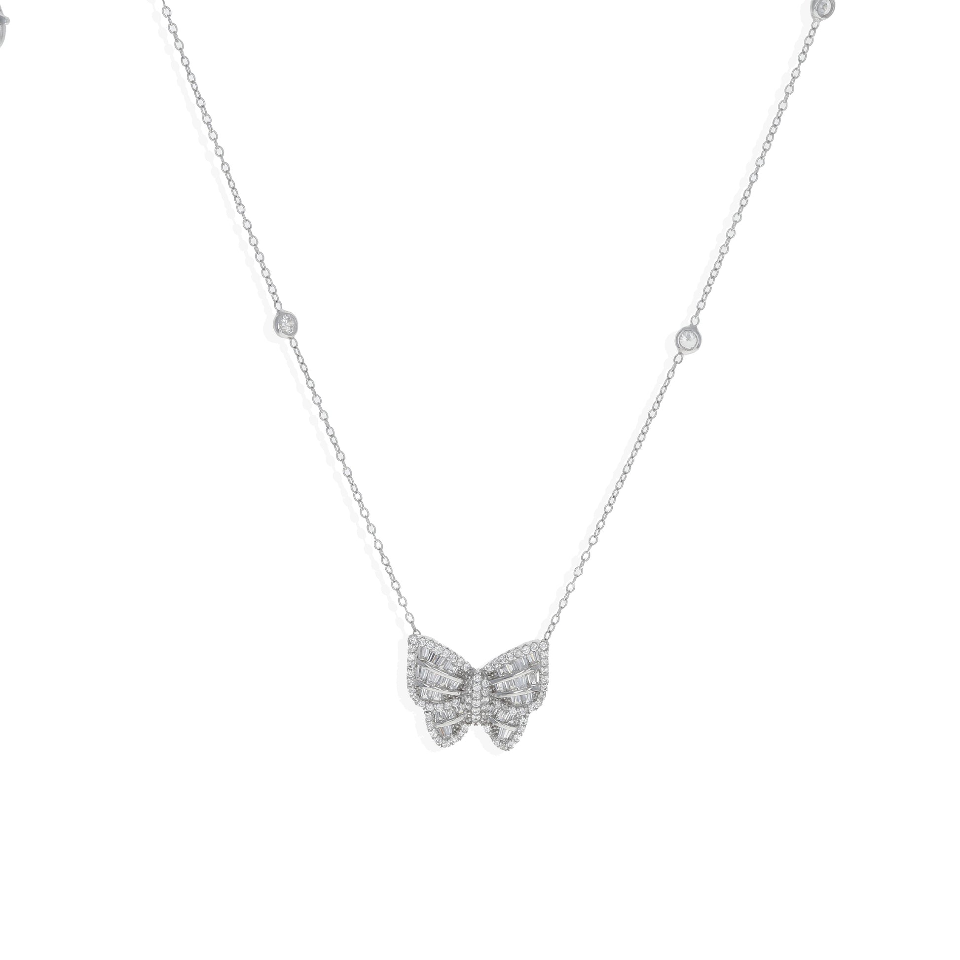 Sterling Silver and CZ Butterfly Pendant Necklace - Alexandra Marks Jewelry