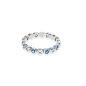 
            
                Load image into Gallery viewer, Sterling Silver Evil Eye Stacking Ring- Alexandra Marks Jewelry
            
        