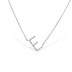Letter E Sideways Diamond Initial Necklace