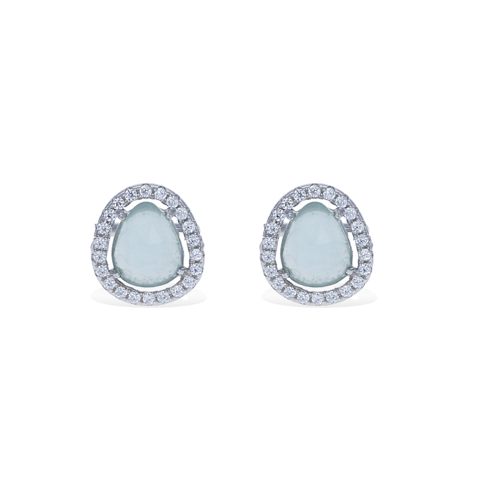 
            
                Load image into Gallery viewer, Dainty Aquamarine Gemstone Silver Stud Earrings | Alexandra Marks Jewelry
            
        
