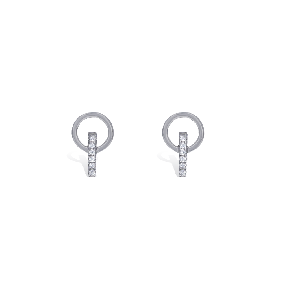 Silver open circle and cz bar stud earrings from Alexandra Marks Jewelry