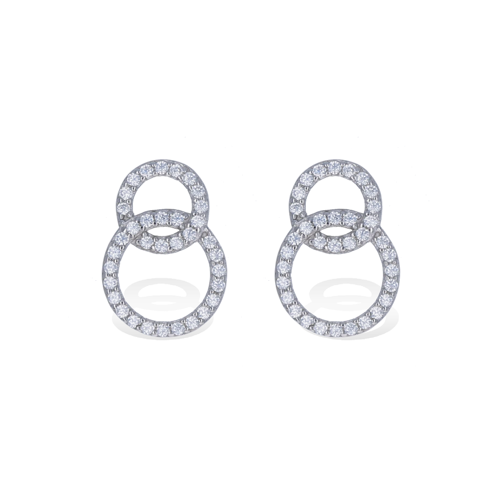 
            
                Load image into Gallery viewer, Sterling Silver Connected Circle Stud Earrings - Alexandra Marks Jewelry
            
        
