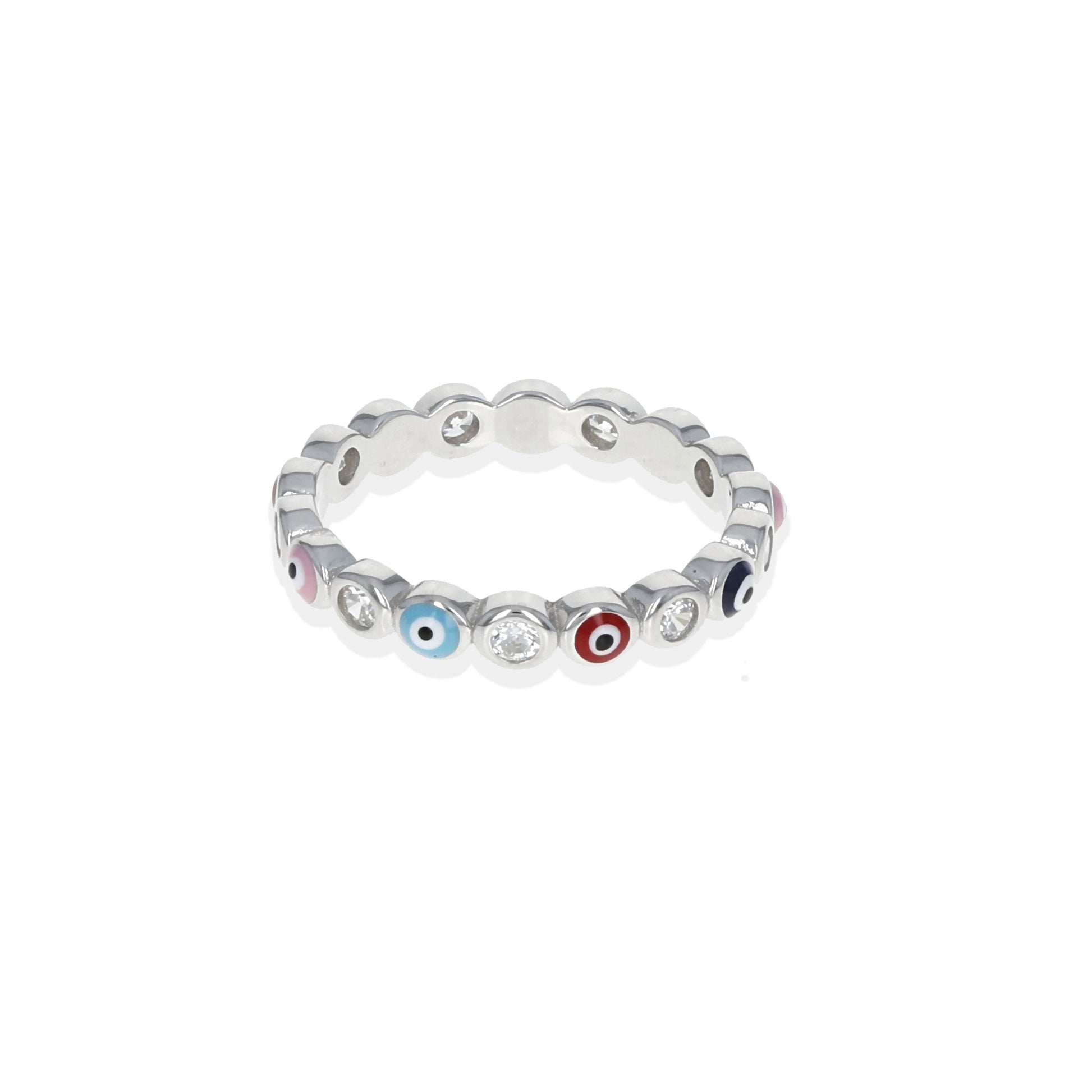 Silver Evil Eye Stacking Ring - Alexandra Marks Jewelry