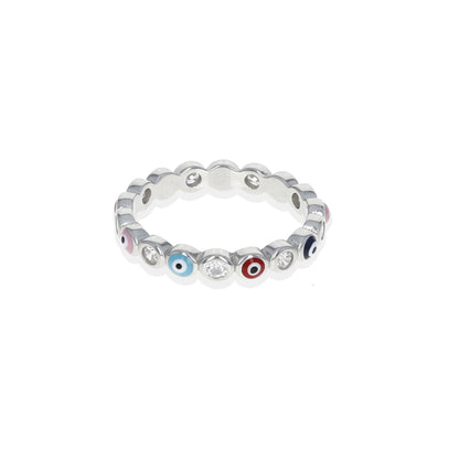 Silver Evil Eye Stacking Ring - Alexandra Marks Jewelry