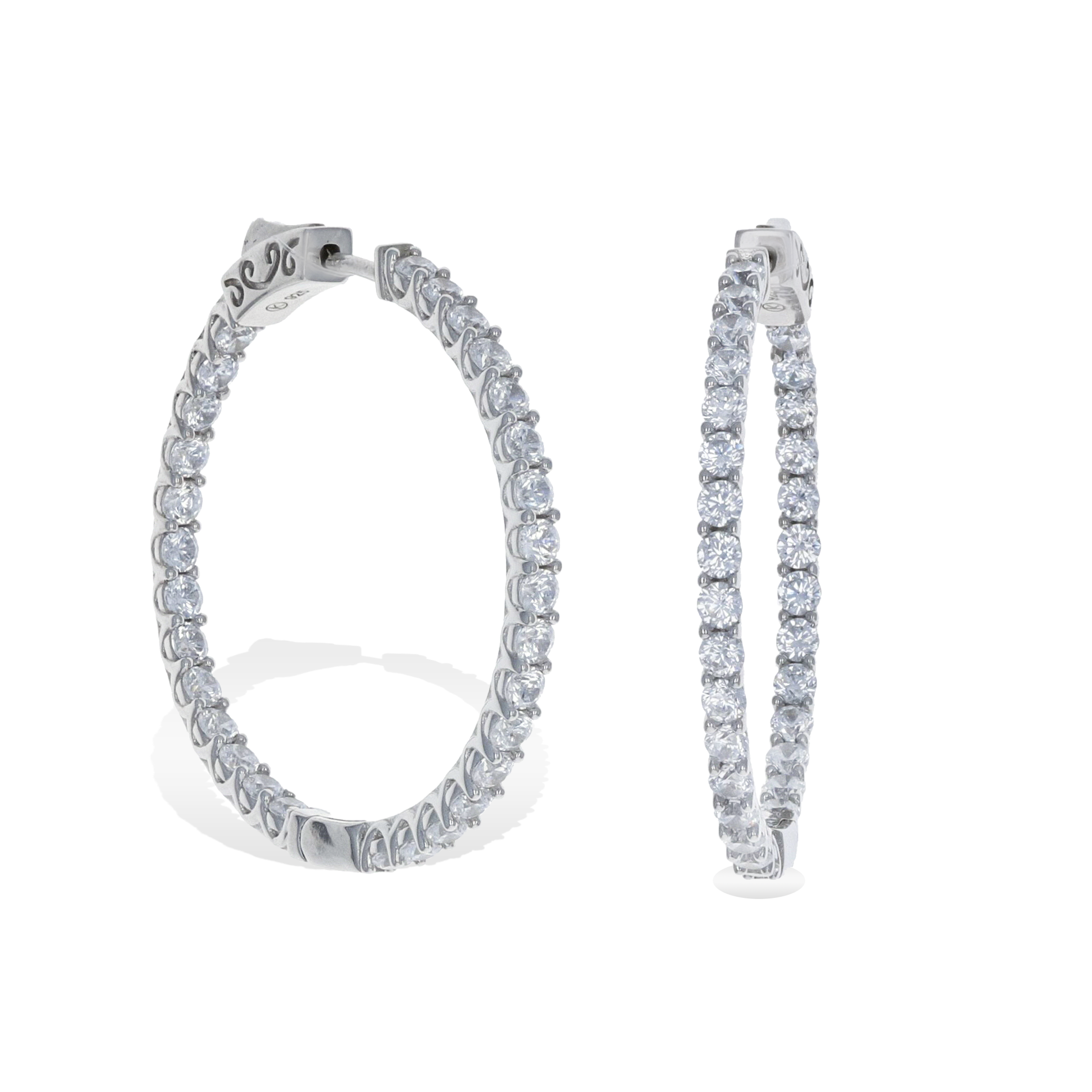 Silver CZ Inside Outside Medium Hoop Earrings | Alexandra Marks Jewelry