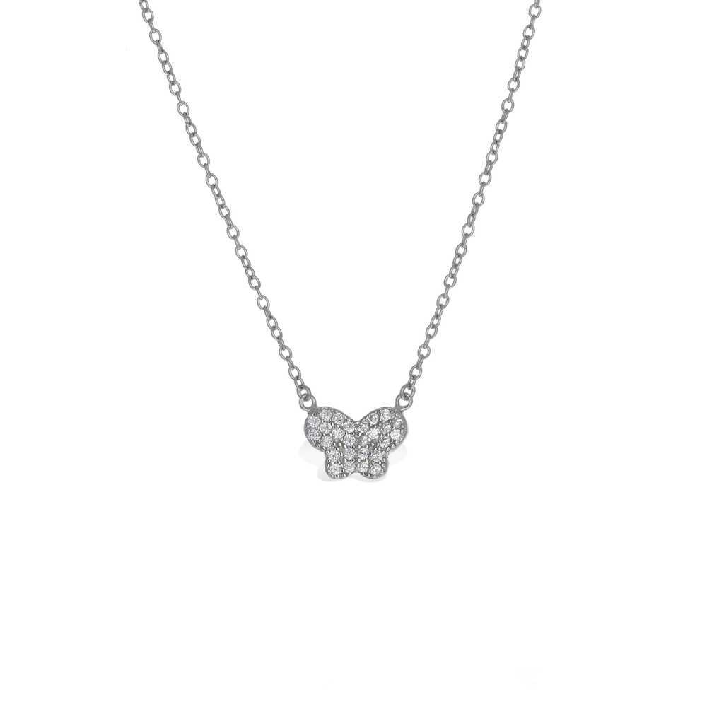 
            
                Load image into Gallery viewer, Tiny Butterfly CZ Necklace in Sterling Silver - Alexandra Marks Jewelry
            
        
