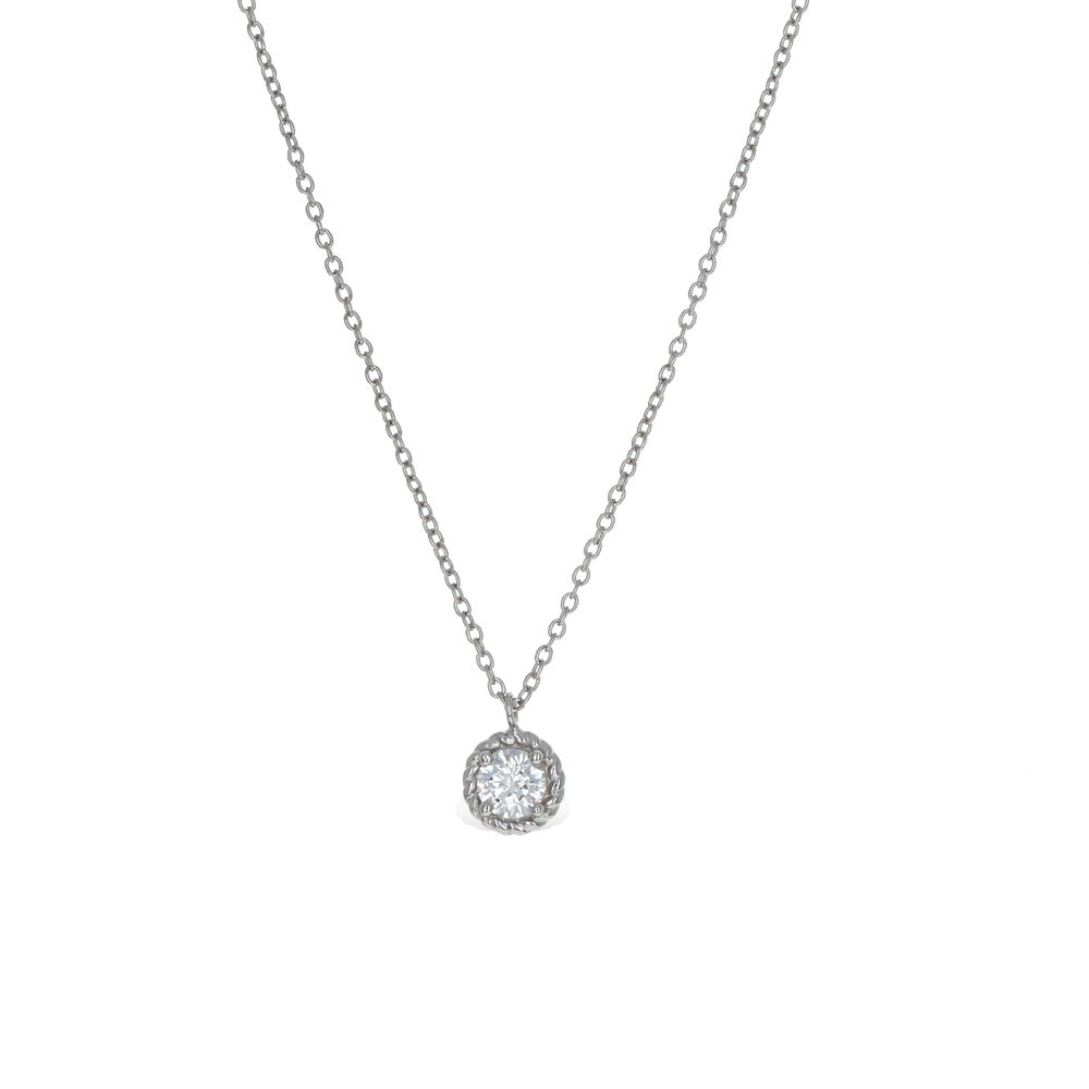 Classic Sterling Silver and Round CZ Pendant Necklace - Alexandra Marks Jewelry