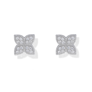 
            
                Load image into Gallery viewer, Silver Vintage Inspired Bridal CZ Stud Earrings - Alexandra Marks Jewelry
            
        