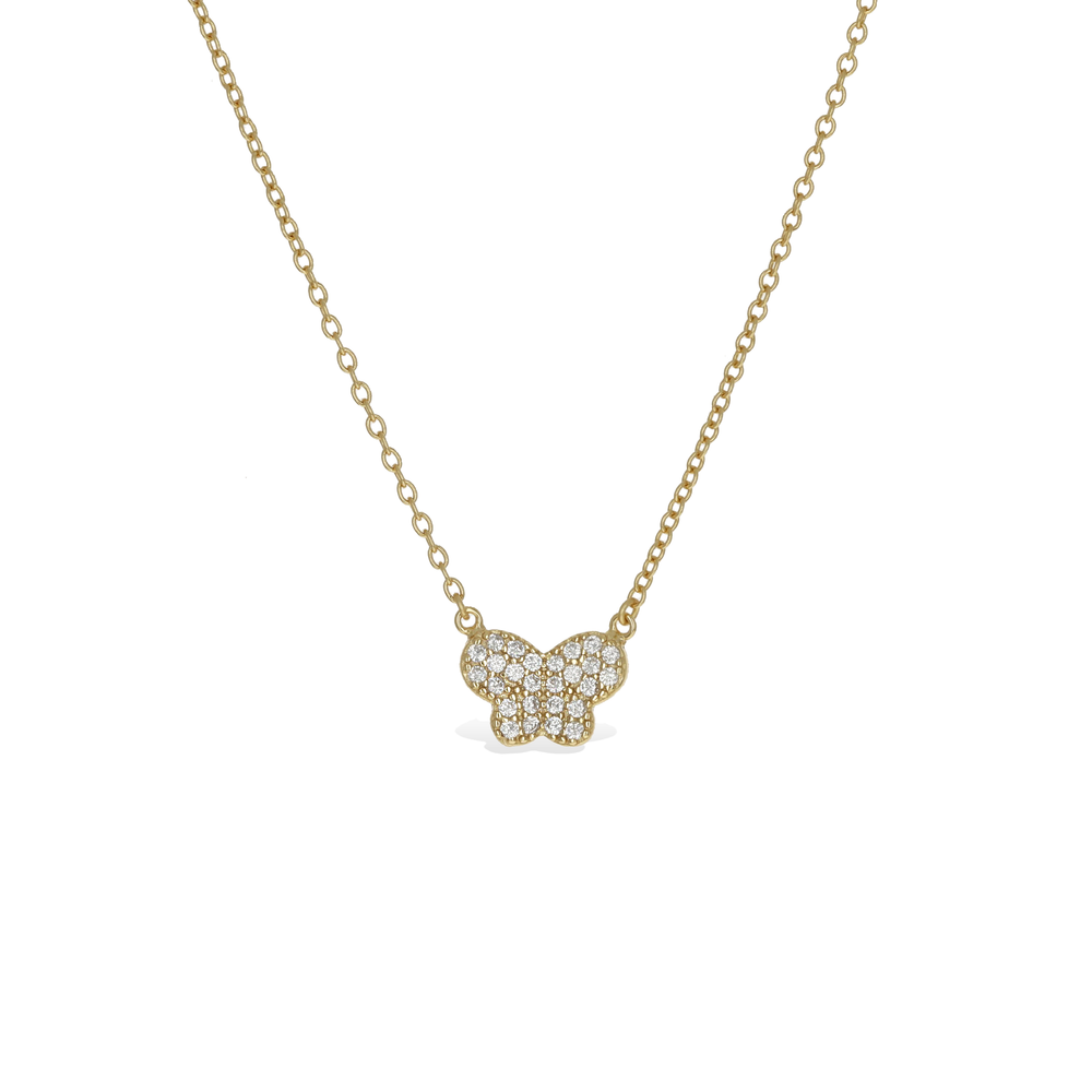 Small Gold Butterfly CZ Necklace | Alexandra Marks Jewelry