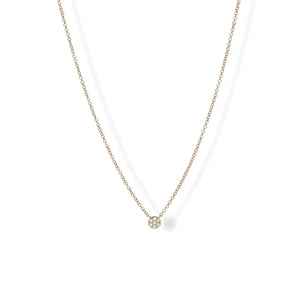 
            
                Load image into Gallery viewer, Tiny Diamond Disc Necklace in 14kt Yellow Gold - Alexandra marks jewelry
            
        