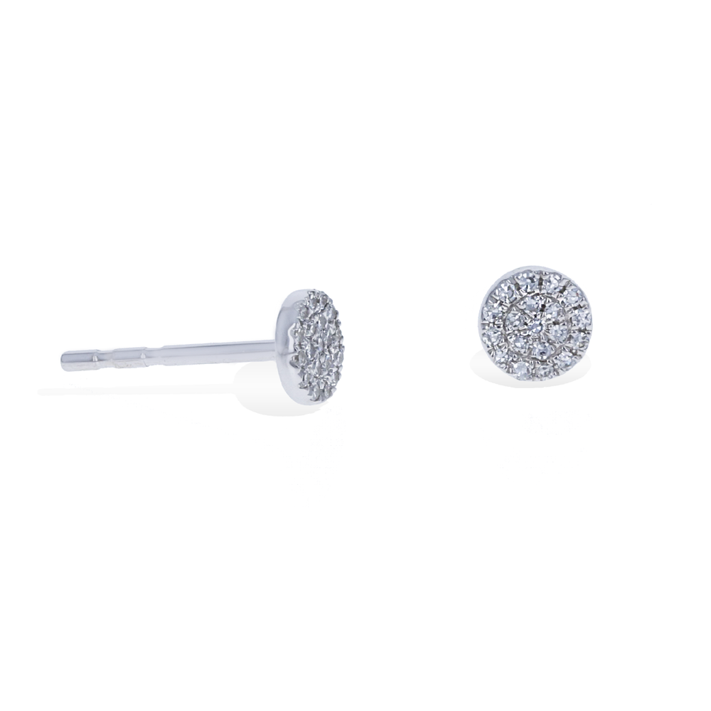 
            
                Load image into Gallery viewer, Mini White Gold Diamond Disc Stud Earrings - Alexandra Marks Jewelry
            
        