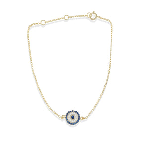 
            
                Load image into Gallery viewer, Small Evil Eye CZ Thin Gold Bracelet - Alexandra Marks Jewelry
            
        