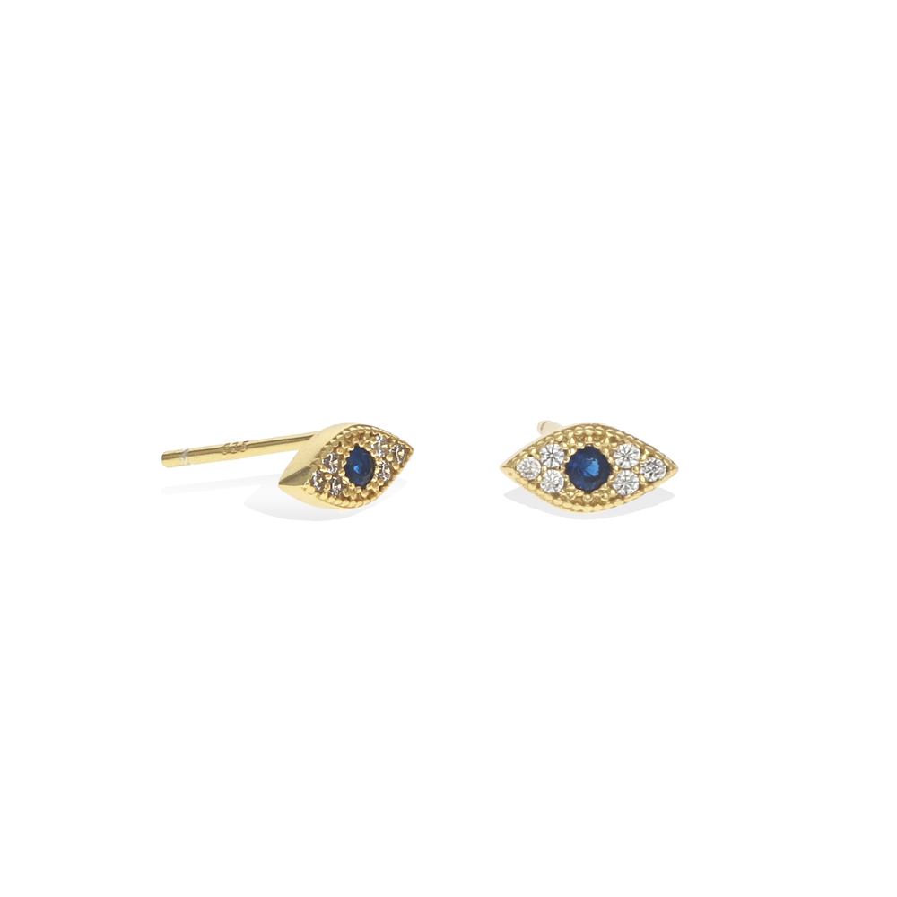 Tiny Gold Evil Eye Everyday Stud Earrings - Alexandra Marks Jewelry