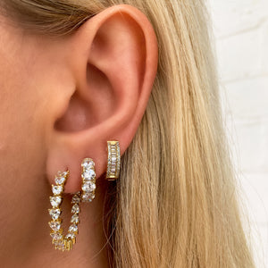Gold CZ Huggie Hoop Earrings - Alexandra Marks Jewelry