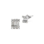 Alexandra Marks Jewelry - Baguette & Round Square CZ Stud Earrings in Sterling Silver