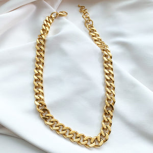 Gold Cuban Chain Choker Necklace - Alexandra marks jewelry