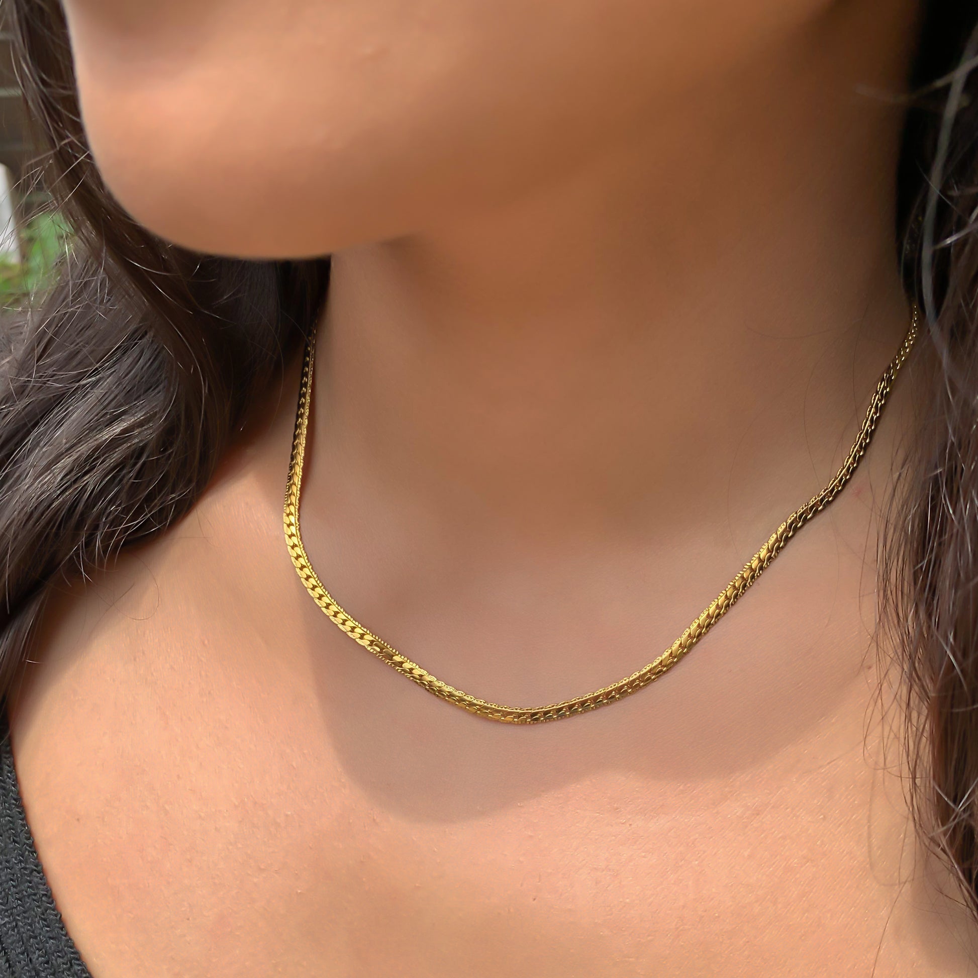 Thin Herringbone 16 Herringbone Gold Necklace Fancy Herringbone