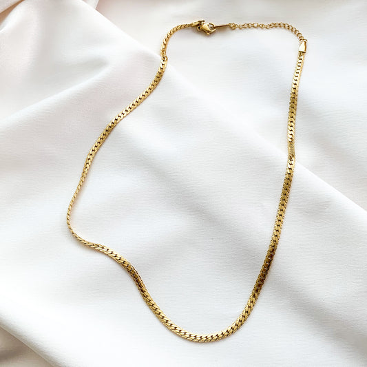 Alexandra Marks | Fancy Herringbone Gold Chain Necklace
