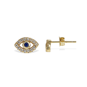 Tiny Gold CZ Evil Eye Stud Earrings - Alexandra Marks Jewelry