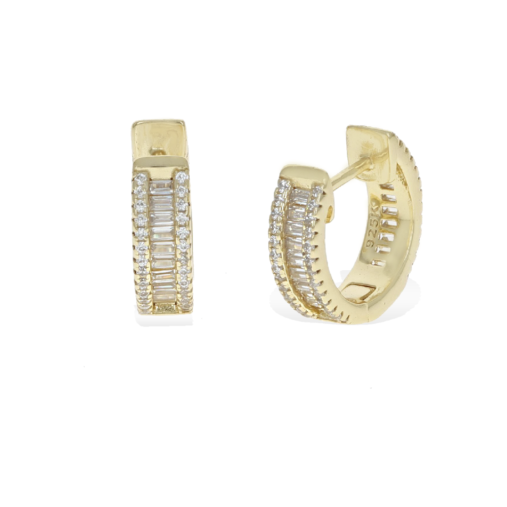 
            
                Load image into Gallery viewer, Gold Mini All Around CZ Huggie Hoop Earrings | Alexandra Marks Jewelry
            
        