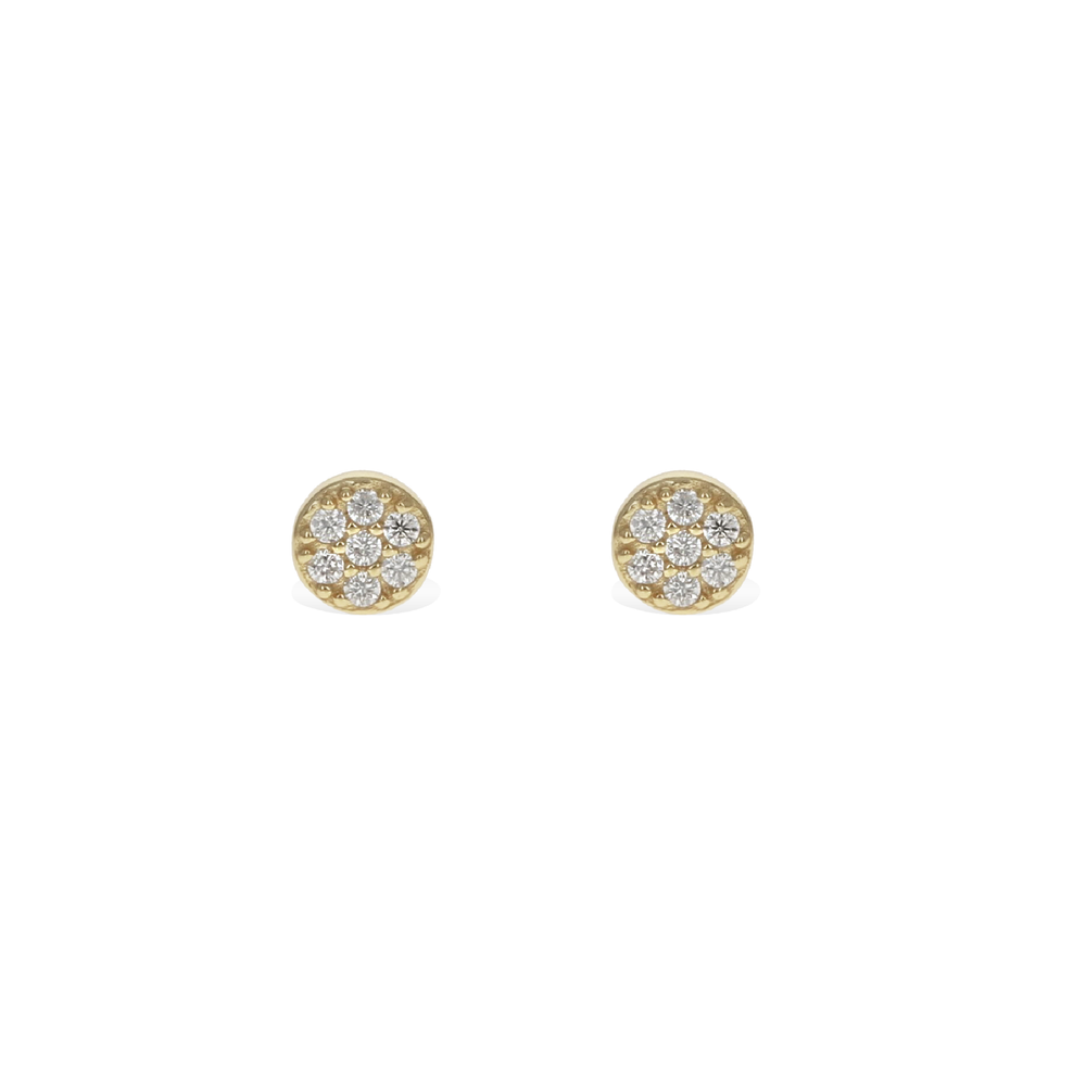 Mini Gold CZ Disc Stud Earrings | Alexandra Marks Jewelry