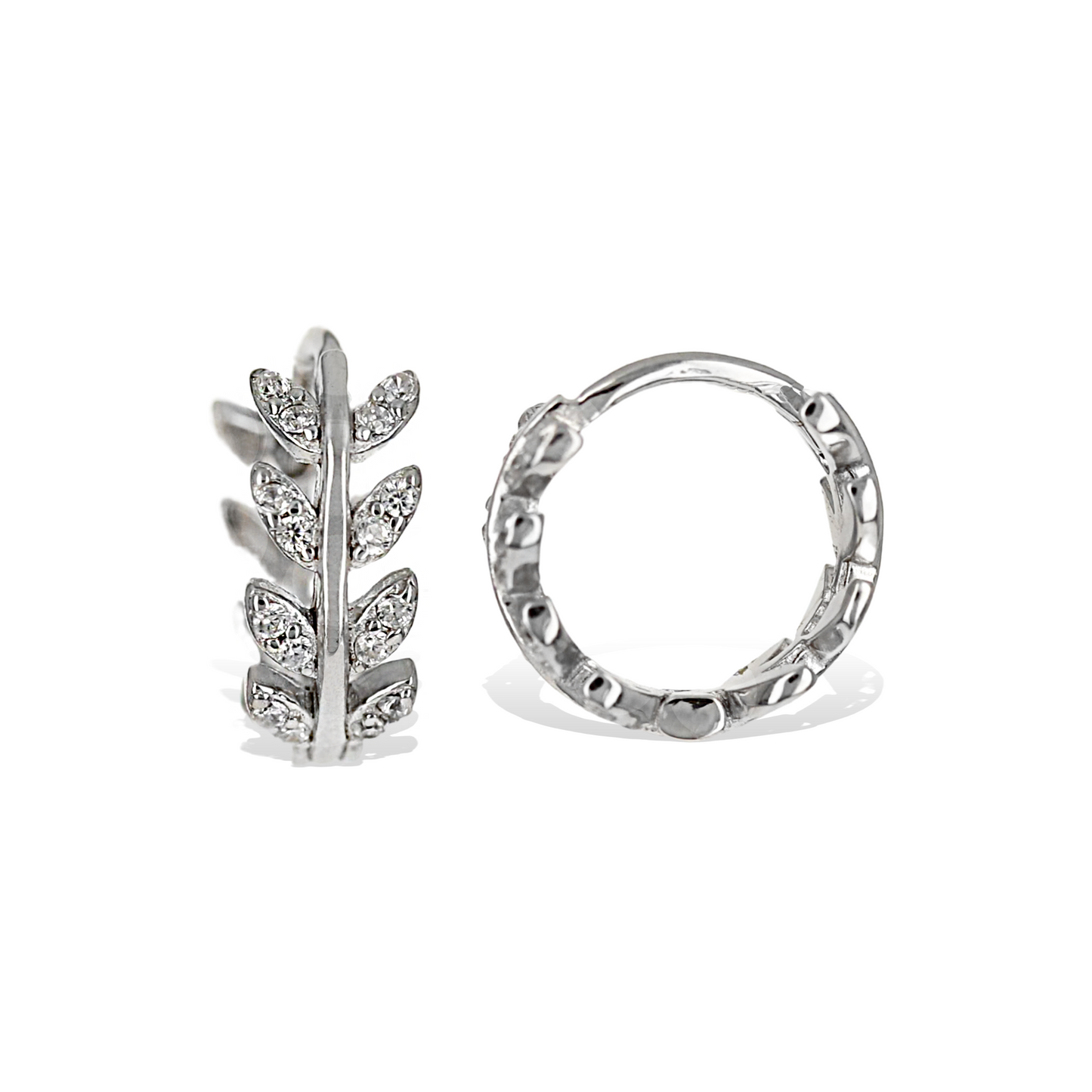 Alexandra Marks | Organic Vine Sterling Silver & CZ Huggie Hoop Earrings