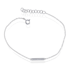 Mini Diamond Bar Bracelet in 14k White Gold | Alexandra Marks Jewelry