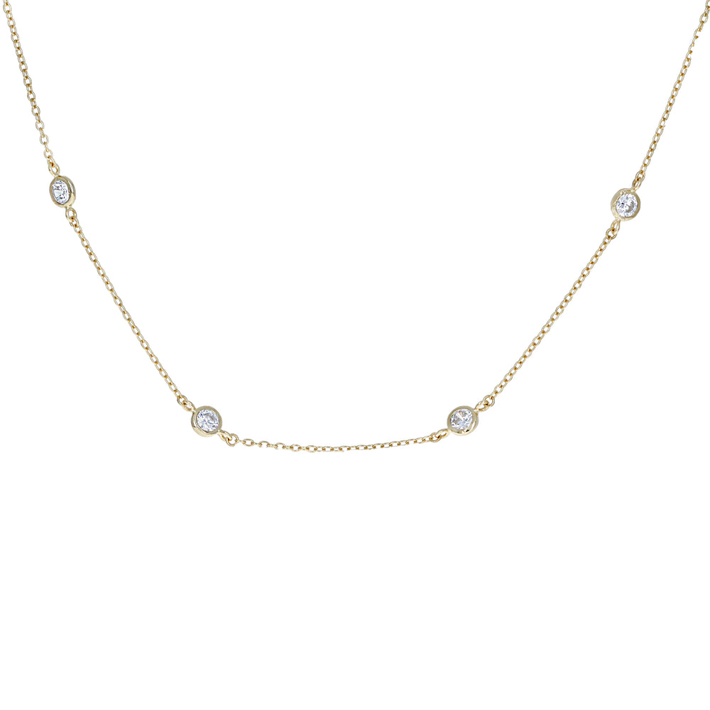 
            
                Load image into Gallery viewer, Gold Bezel CZ By The Yard Necklace | Alexandra Marks Jewelry
            
        